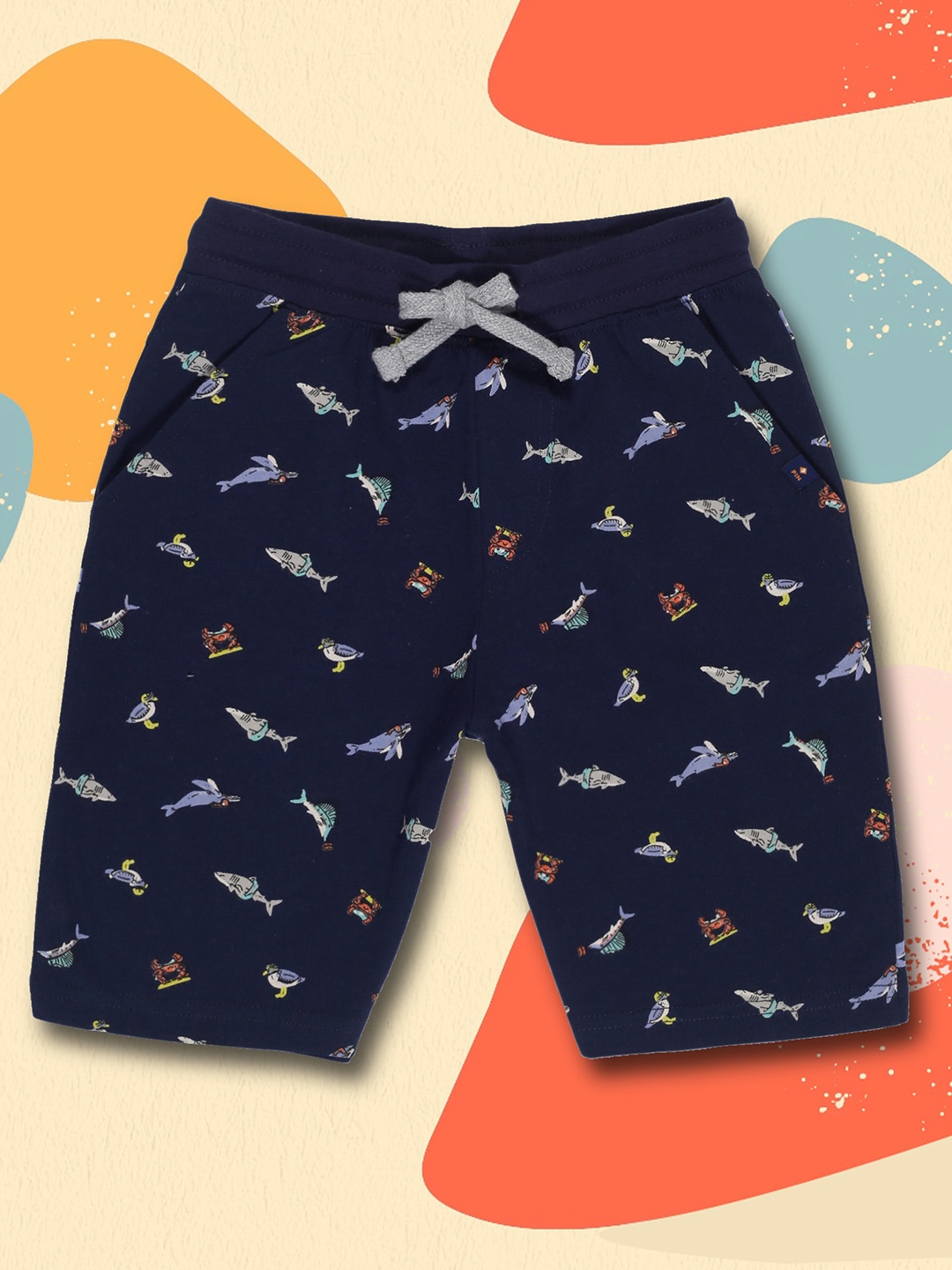 

3PIN Boys Graphic Printed Cotton Shorts, Navy blue
