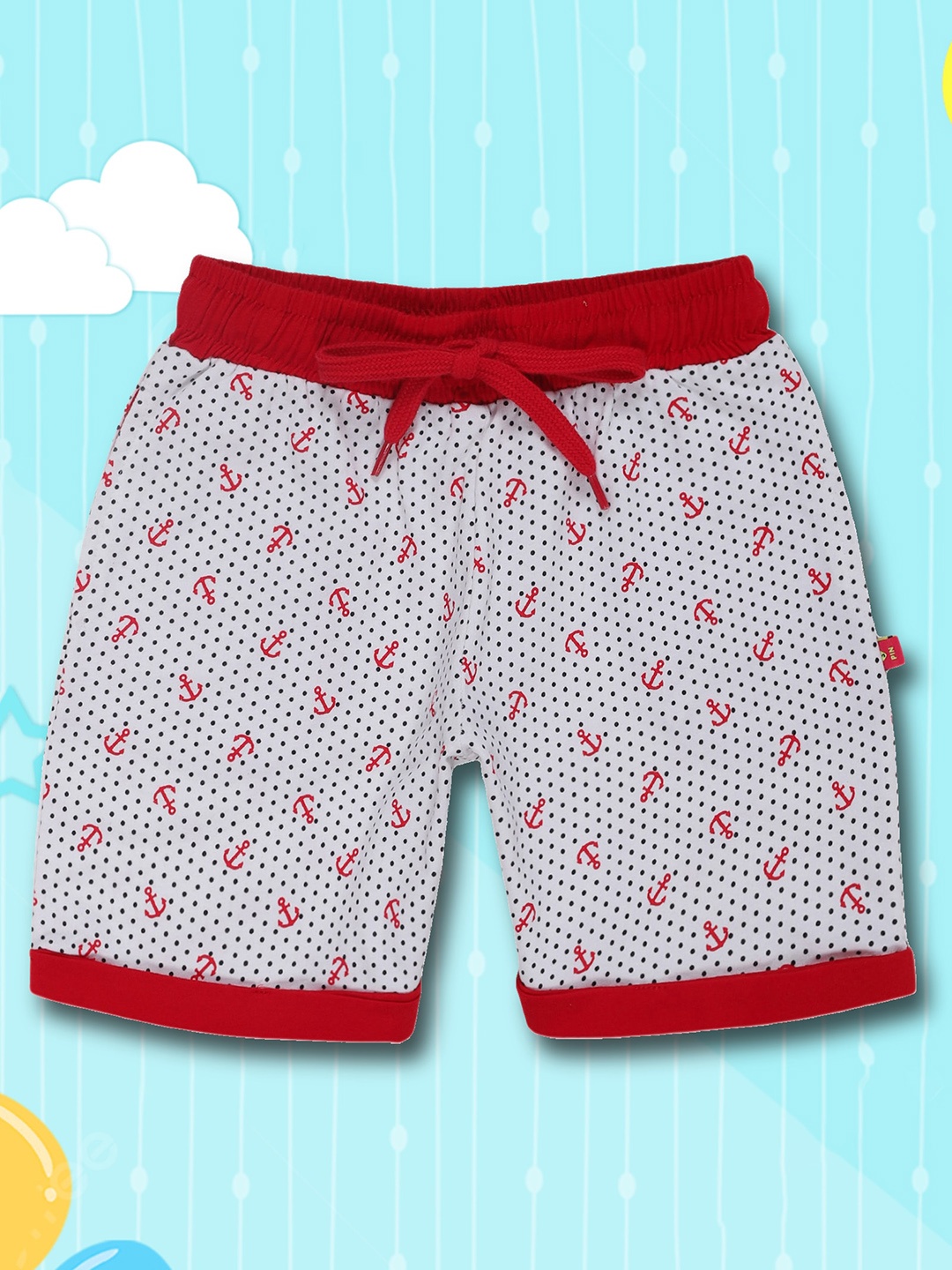 3PIN Girls Mid-Rise Conversational Printed Cotton Outdoor Shorts, Red