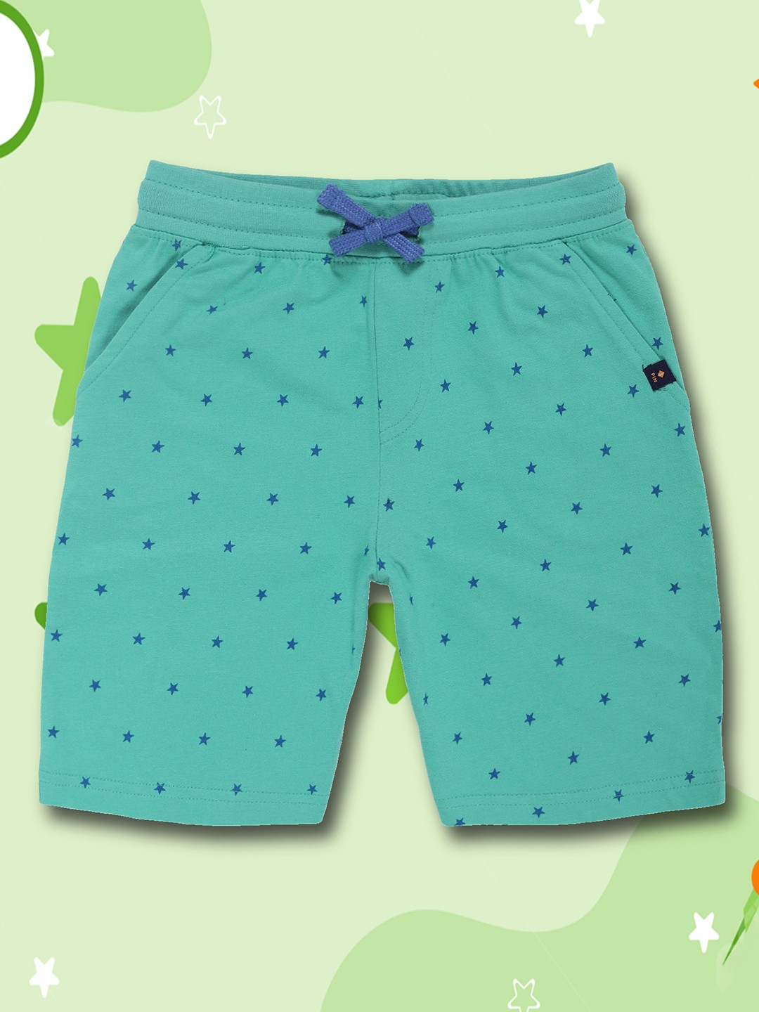 

3PIN Boys Conversational Printed Cotton Outdoor Shorts, Green
