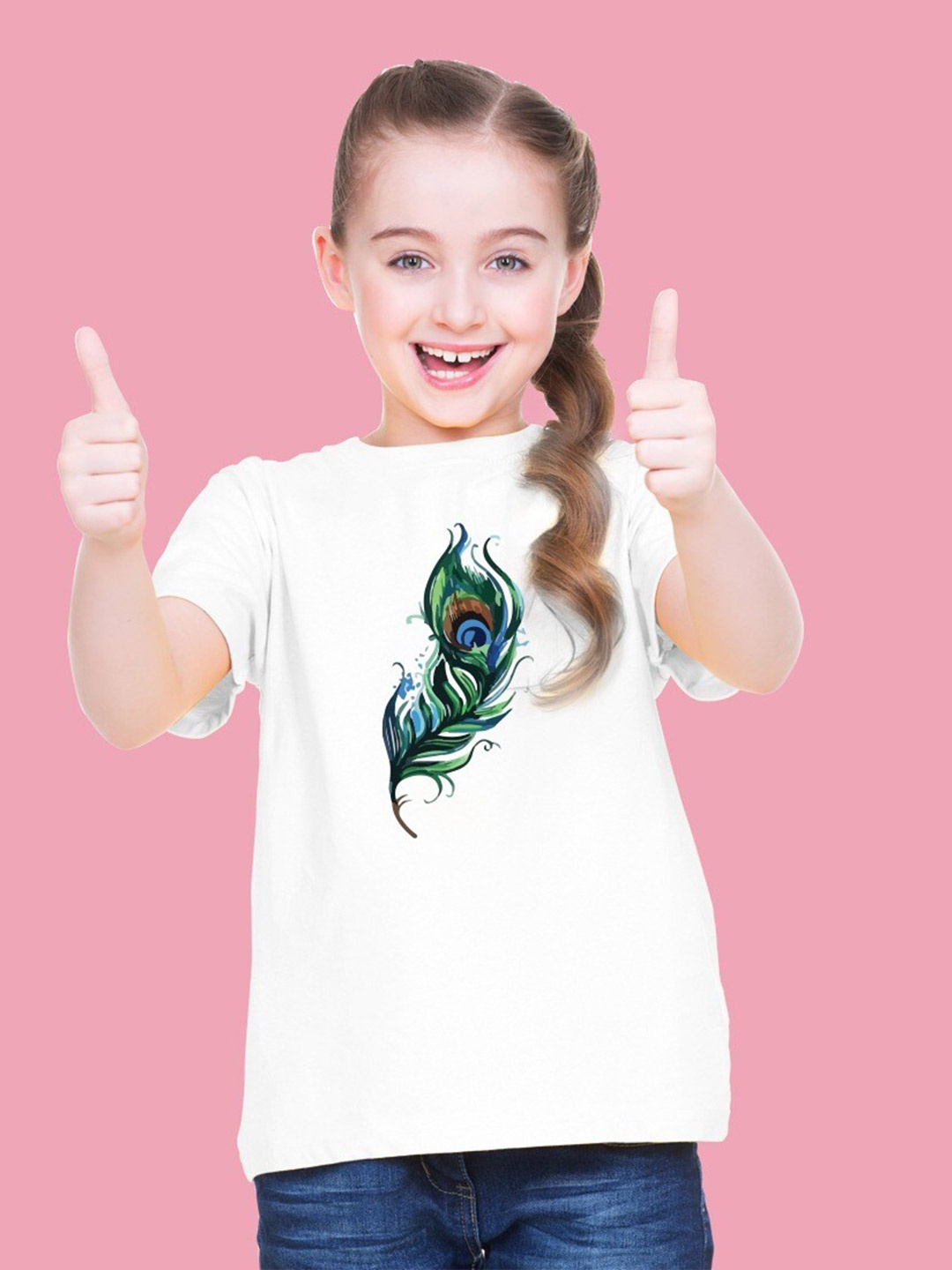 

BRATMA Girls Graphic Printed Cotton T-shirt, White