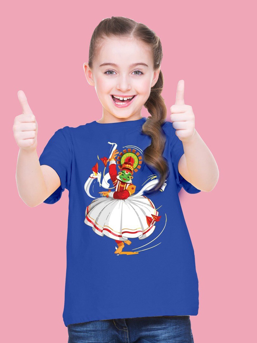

BRATMA Girls Graphic Printed Cotton T-shirt, Blue