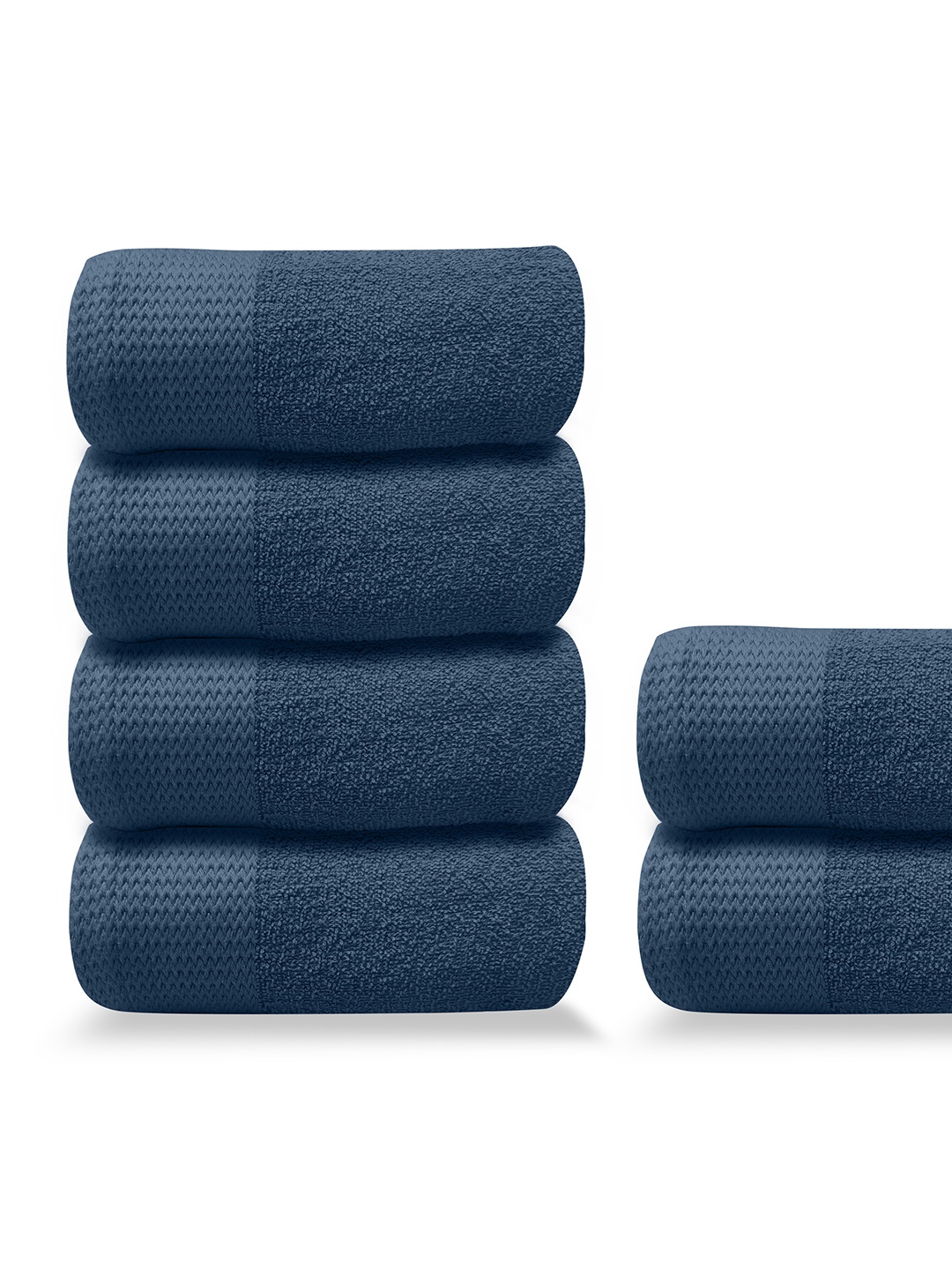 

LABHAM 6 Pcs Blue Pure Cotton Super Soft Anti Bacterial Hand Towels