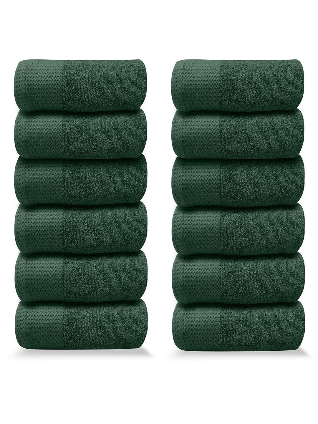 

LABHAM 12 Pcs Green 250 GSM Pure Cotton Hand Towels