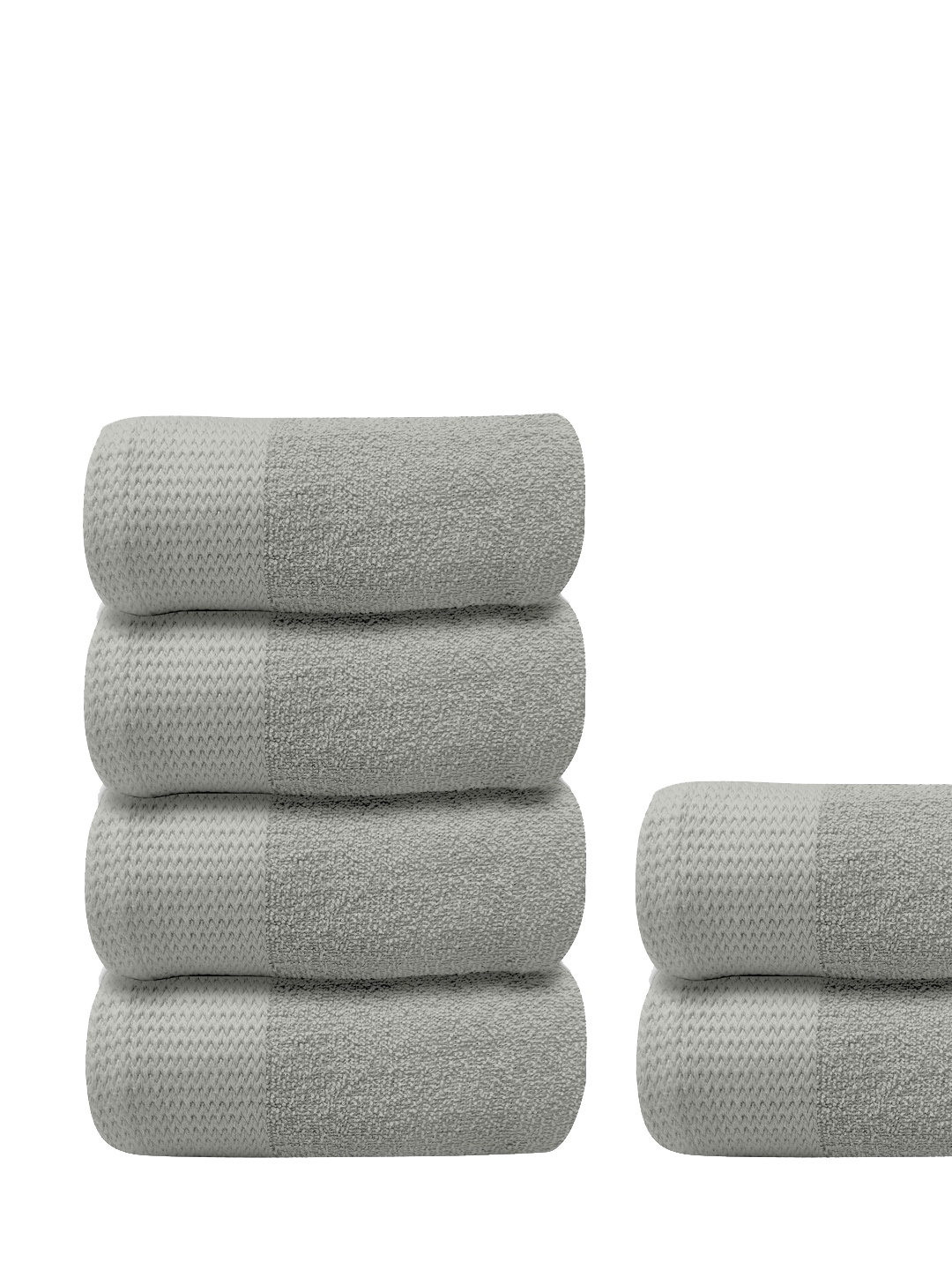 

LABHAM White 6 Pcs 250 GSM Pure Cotton Super Soft Anti Bacterial Hand Towels, Steel