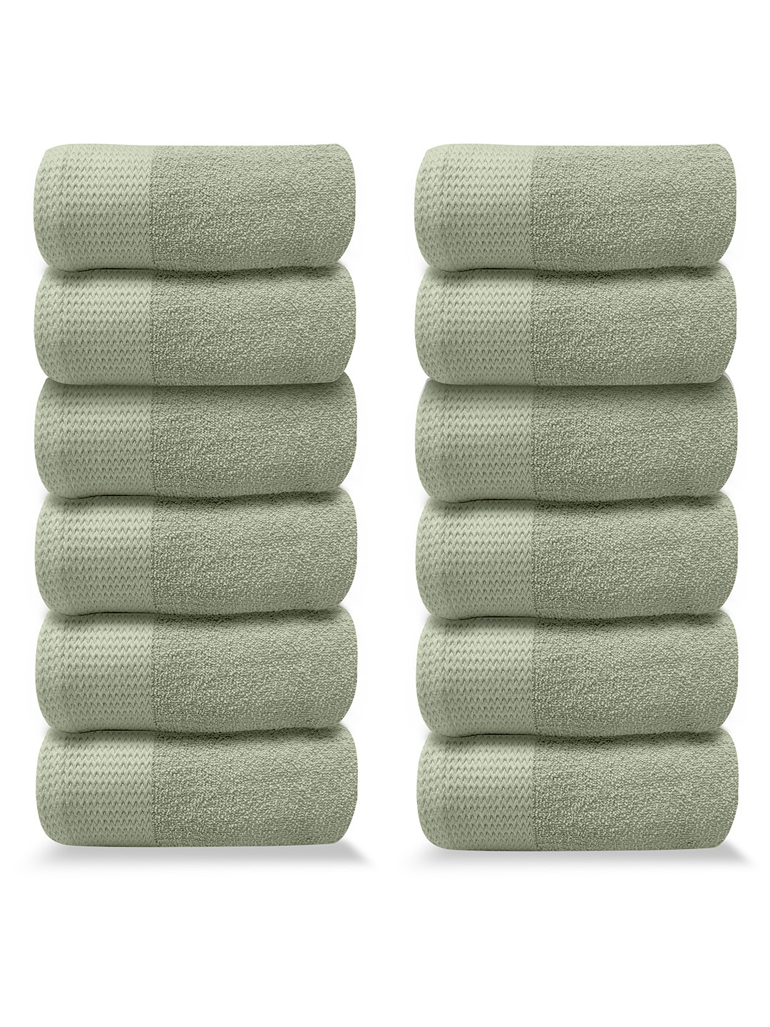 

LABHAM 12 Pcs Olive Green Pure Cotton Super Soft Anti Bacterial Hand Towels