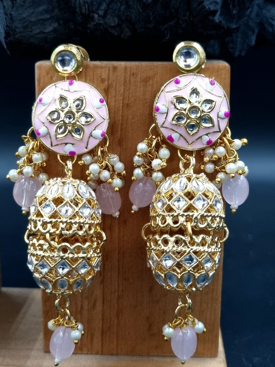 

Anouk Gold-Plated Contemporary Jhumkas Earrings, Pink
