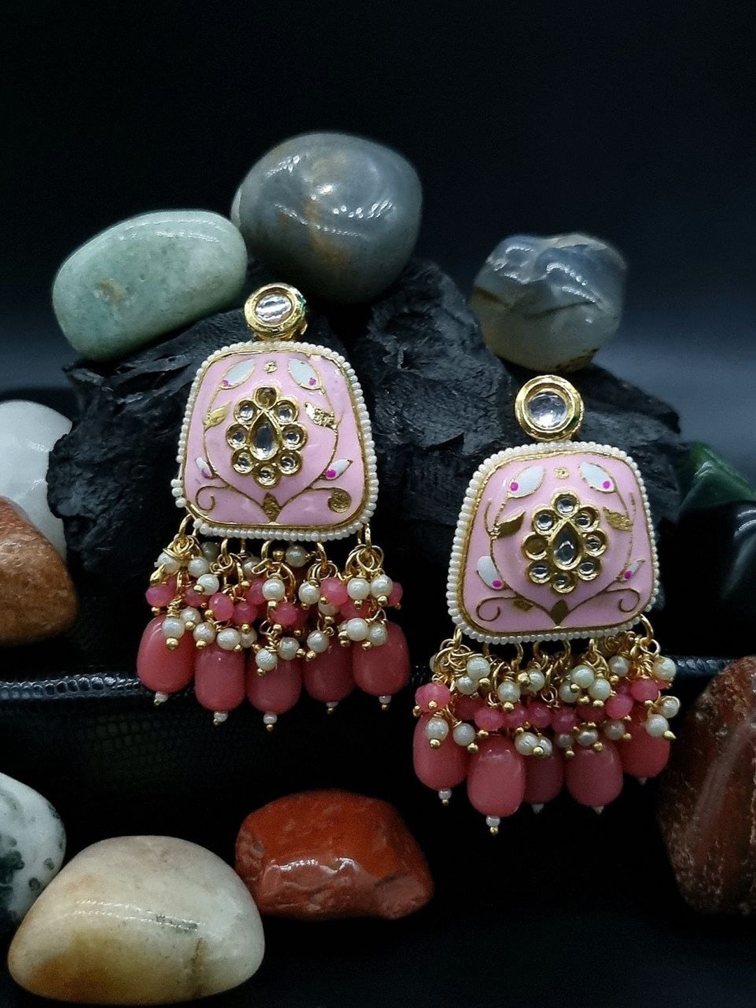 

Anouk Gold-Plated Contemporary Studs Earrings, Pink