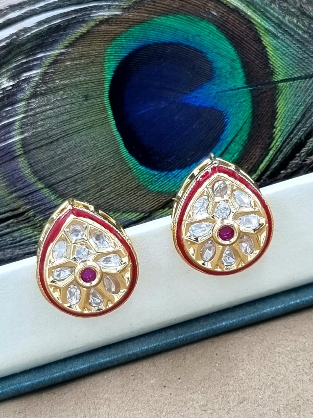 

Anouk Gold-Plated Teardrop Shaped Studs Earrings, Maroon