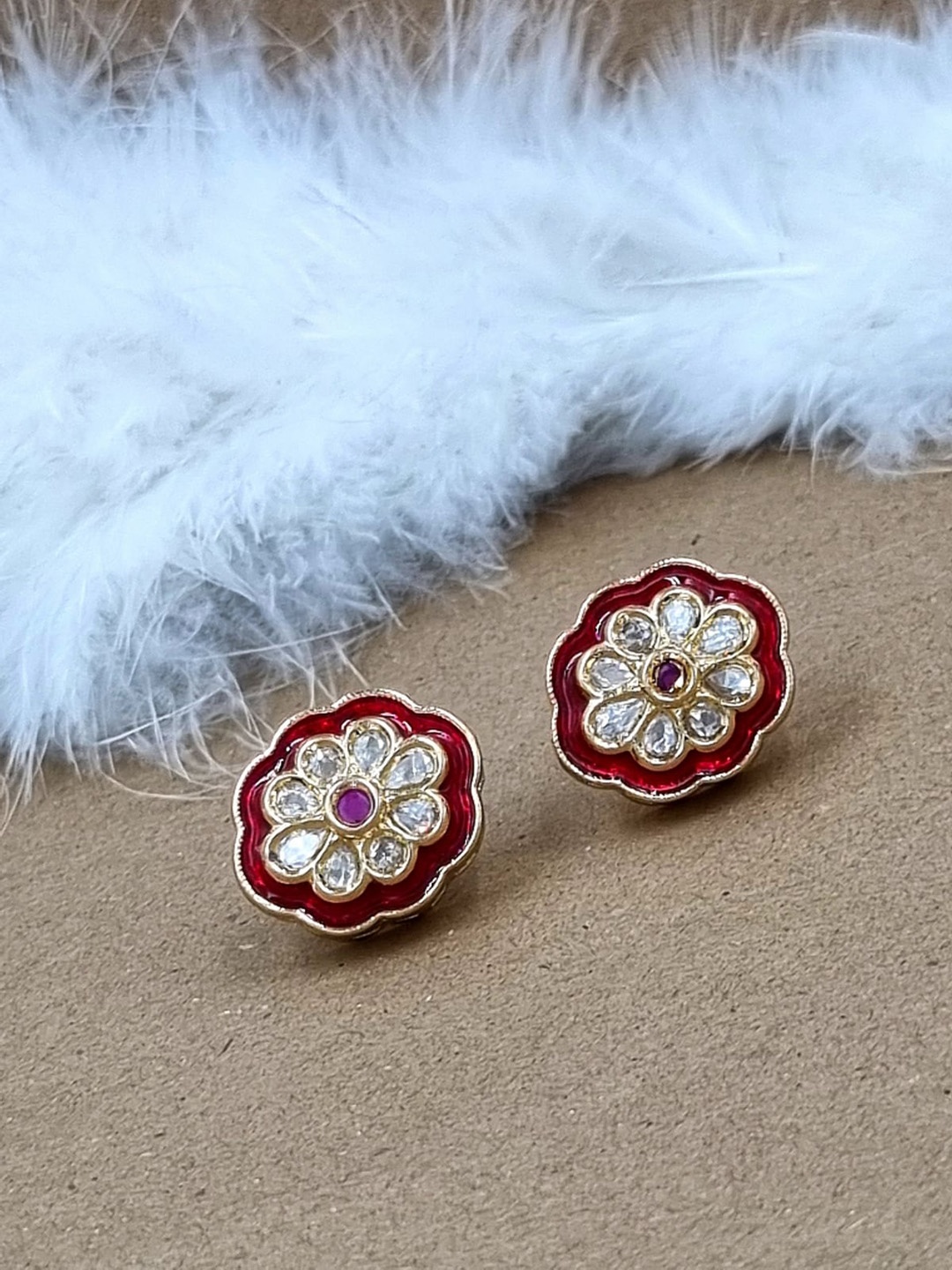 

Anouk Gold-Plated Floral Studs Earrings, Maroon