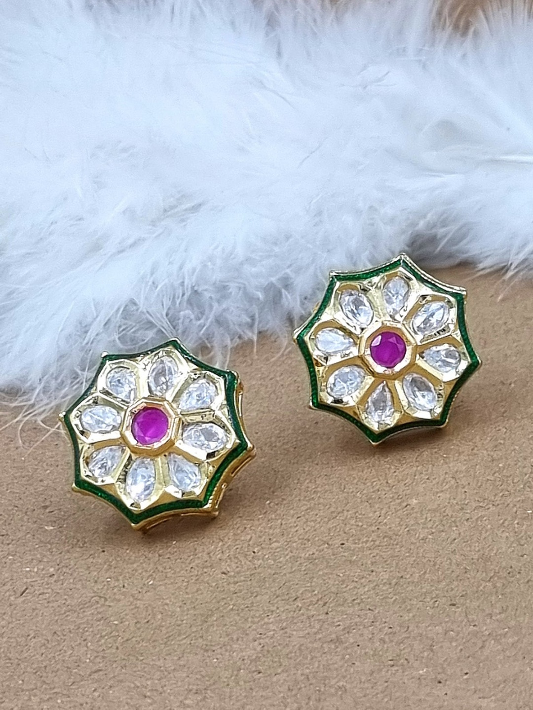 

Anouk Gold-Plated Floral Studs Earrings, Green