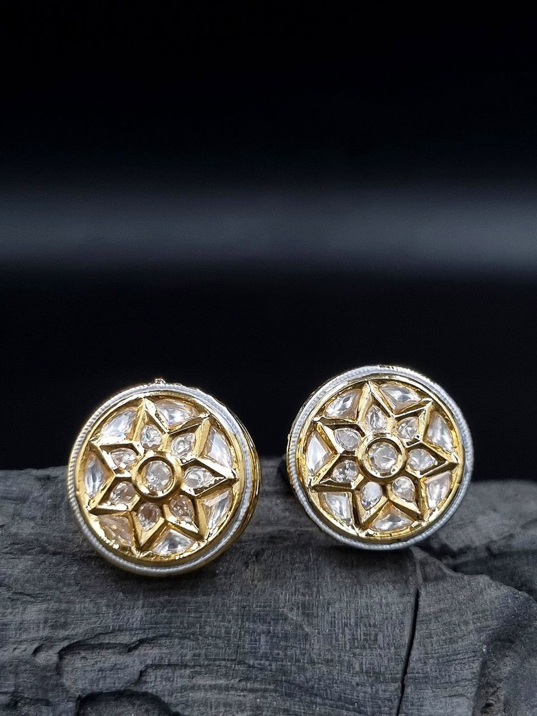 

Anouk Gold-Plated Circular Studs Earrings, White