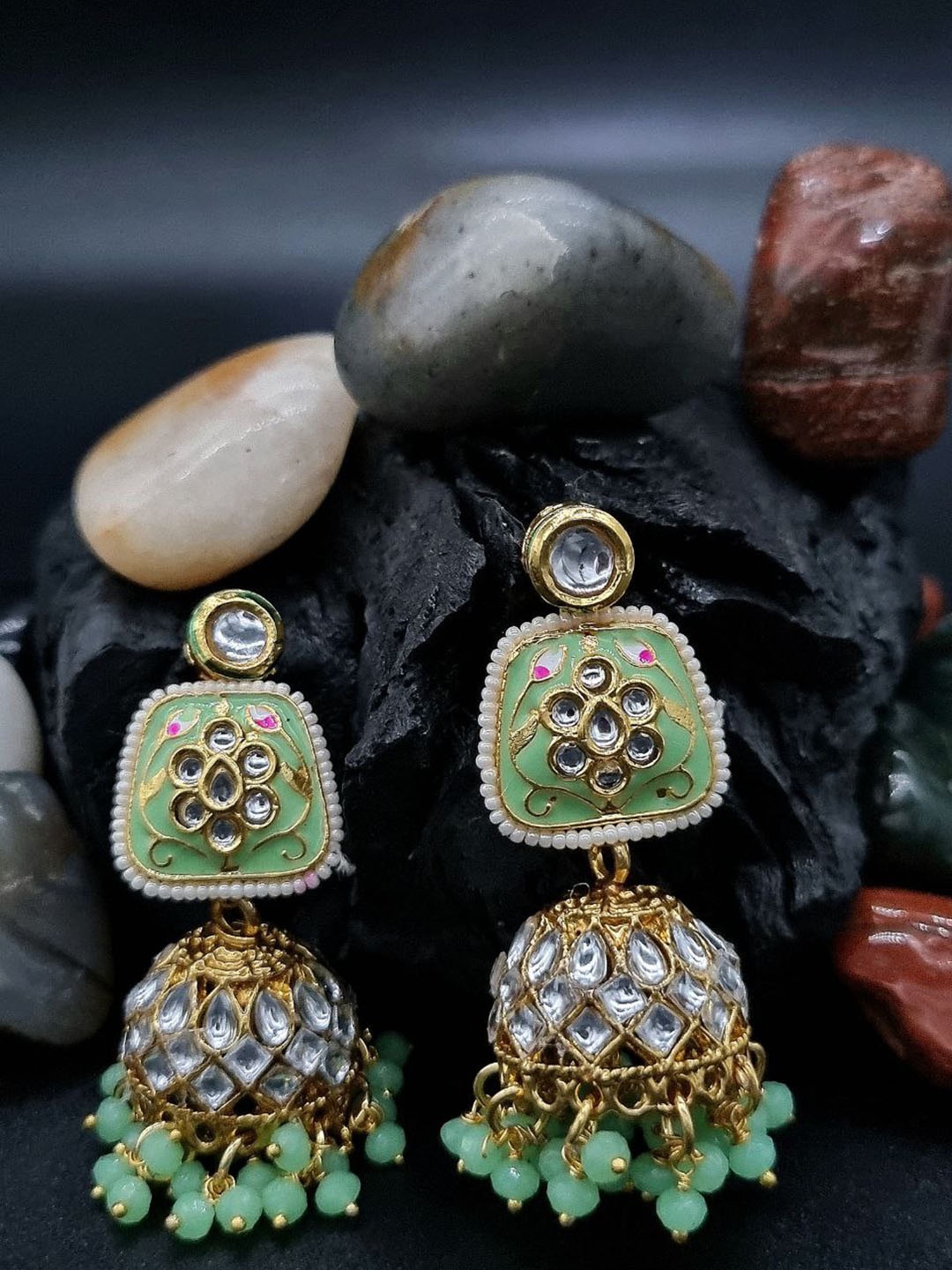 

Anouk Green Gold-Plated Contemporary Jhumkas
