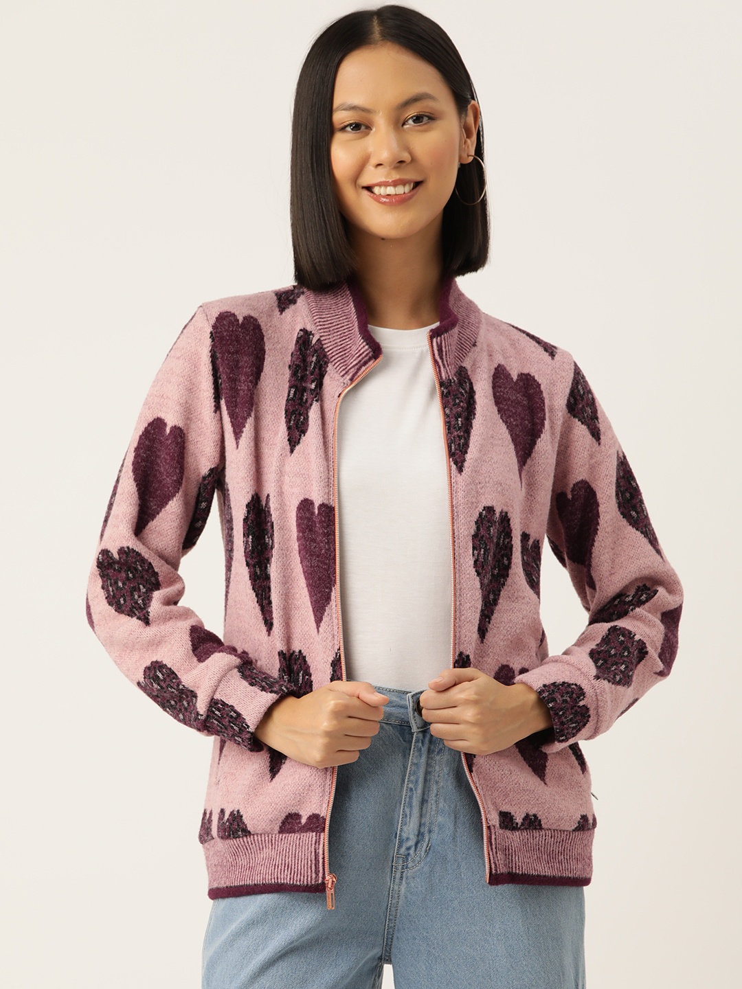 

Monte Carlo Women Self Design Cardigan, Pink