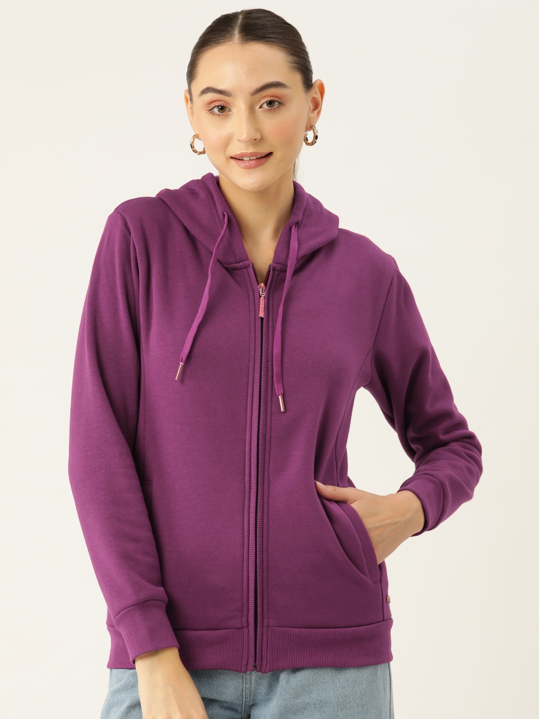 

Monte Carlo Hooded Front-Open Sweatshirt, Magenta