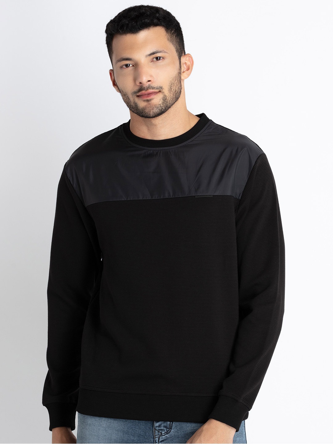 

Status Quo Round Neck Cotton Sweatshirt, Black