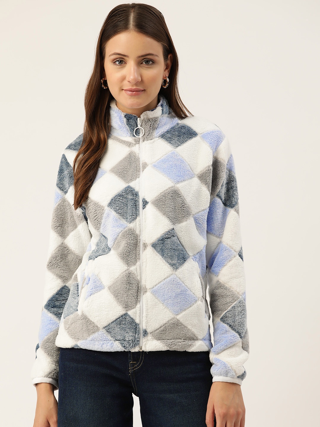

Monte Carlo Faux Fur Checked Sweatshirt, Blue