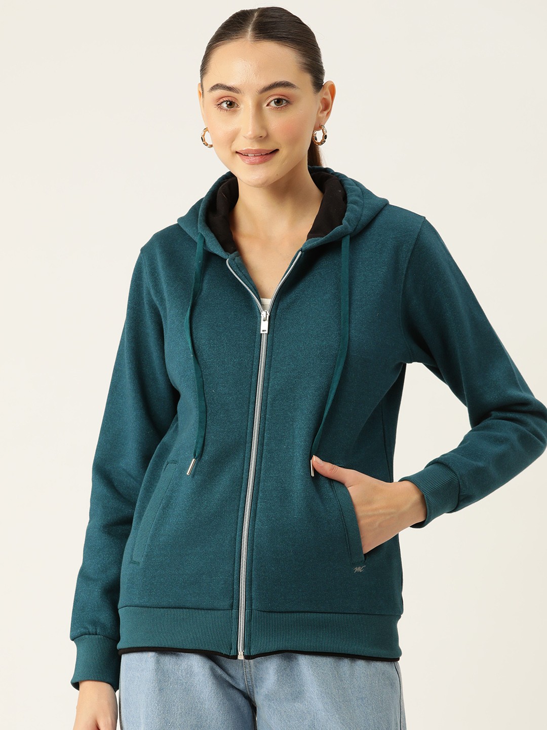 

Monte Carlo Hooded Front-Open Sweatshirt, Teal