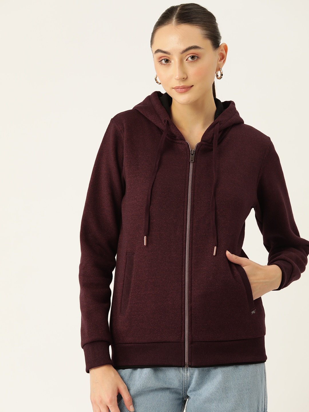 

Monte Carlo Hooded Front-Open Sweatshirt, Burgundy