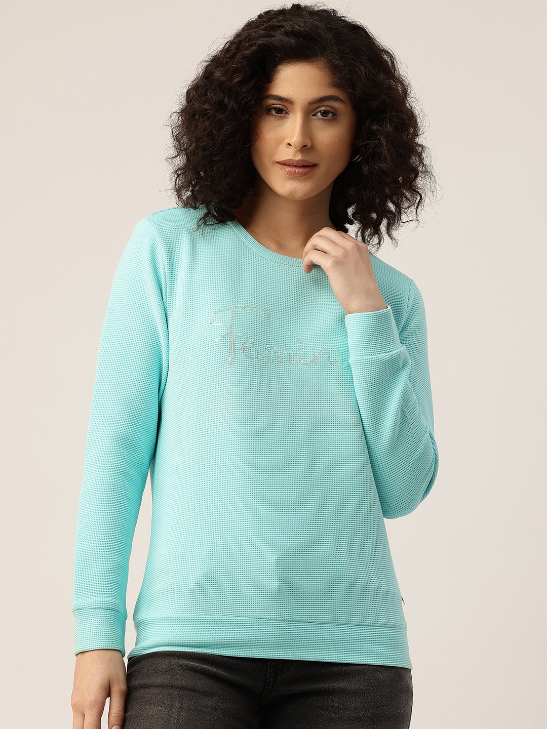 

Monte Carlo Self-Design Sequined Sweatshirt, Turquoise blue