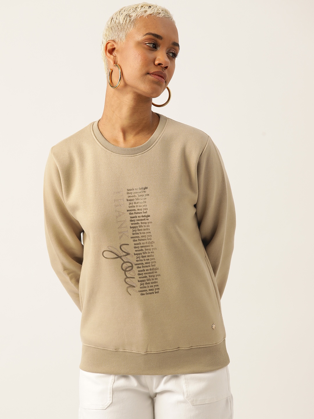 

Monte Carlo Women Printed Sweatshirt, Beige