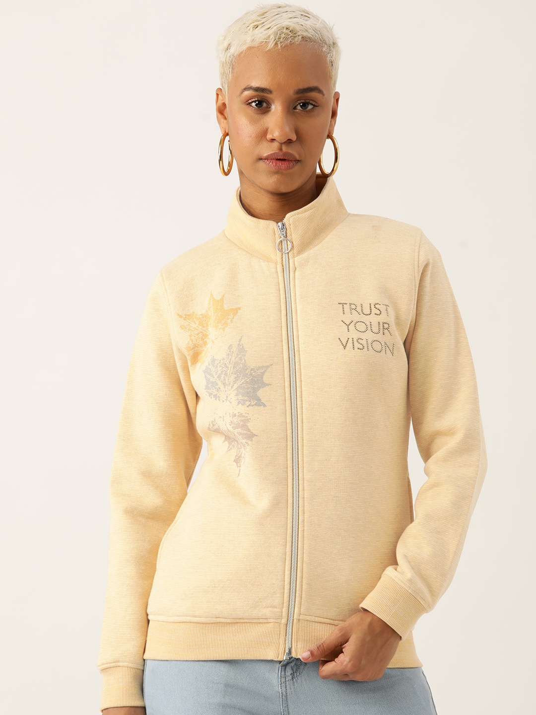 

Monte Carlo Front Open Printed Sweatshirt, Beige