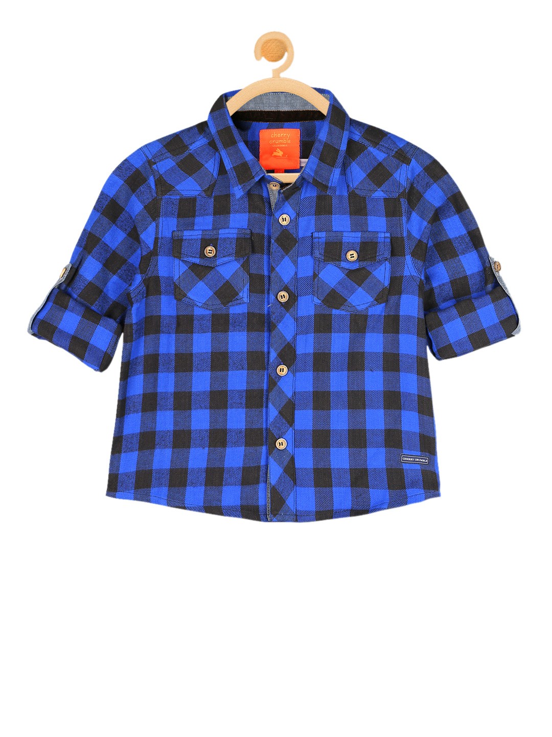 

Cherry Crumble Unisex Blue Classic Regular Fit Checked Casual Shirt