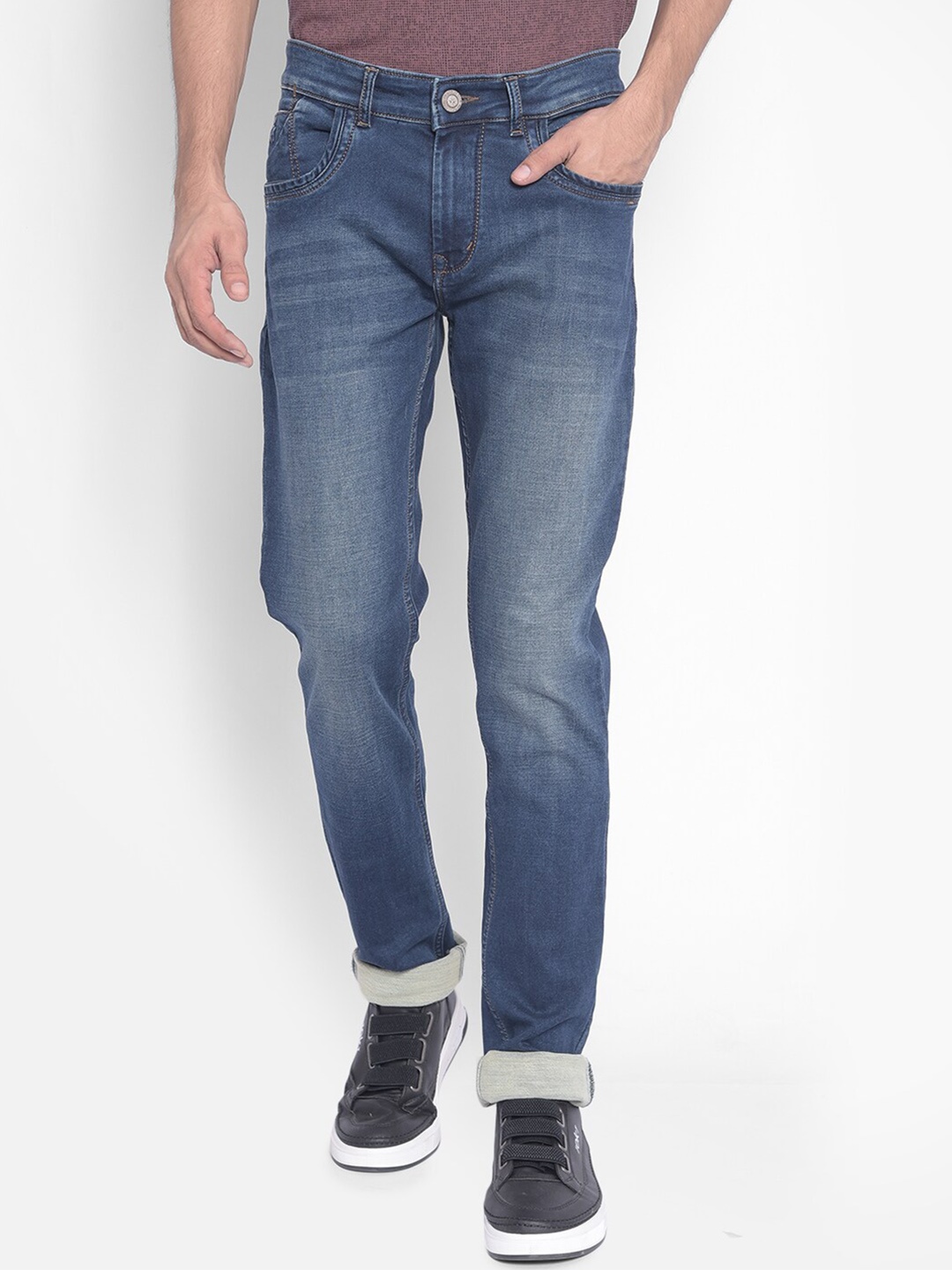 

Crimsoune Club Men Slim Fit Low Clean Look Fade Stretchable Jeans, Blue