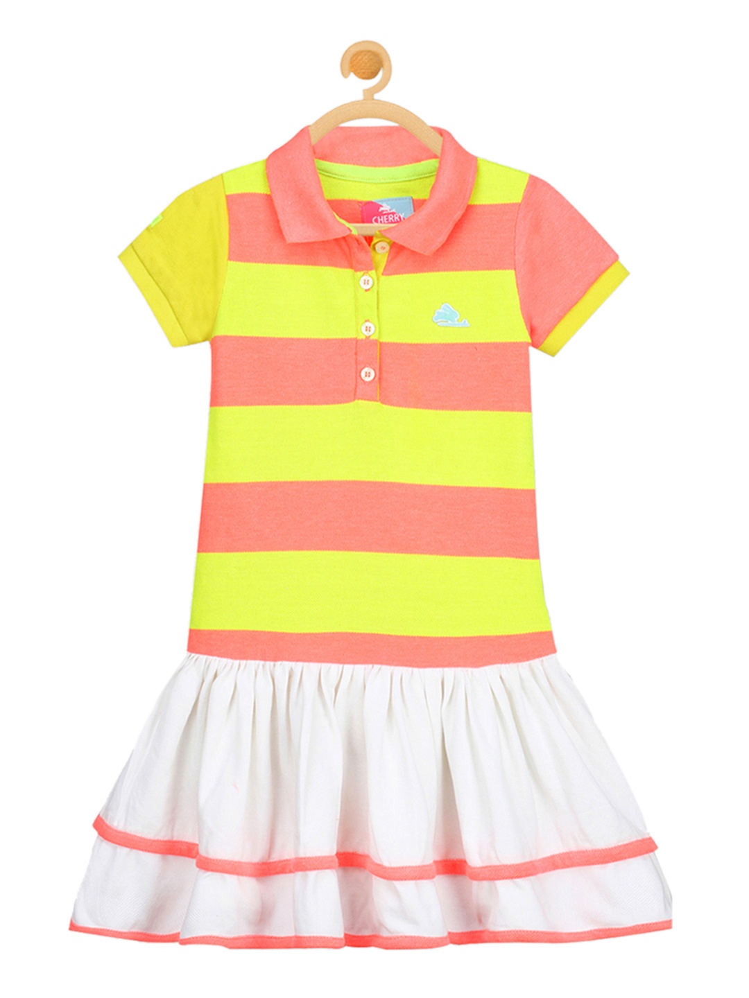 

Cherry Crumble Girls Yellow Striped Fit and Flare Dress