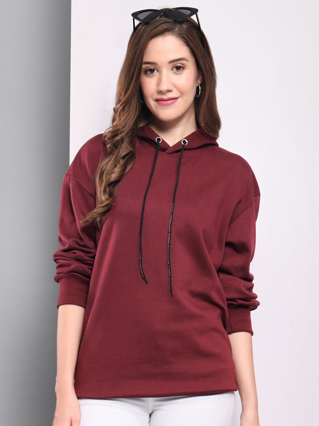 

Funday Fashion Long Sleeves Hooded Pullover, Maroon