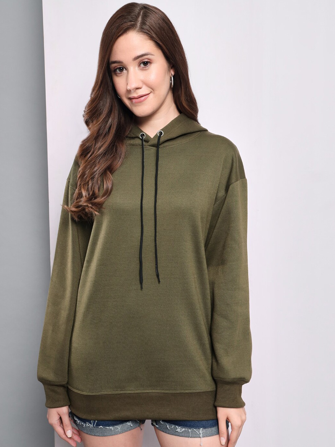 

Funday Fashion Long Sleeves Hooded Pullover, Olive