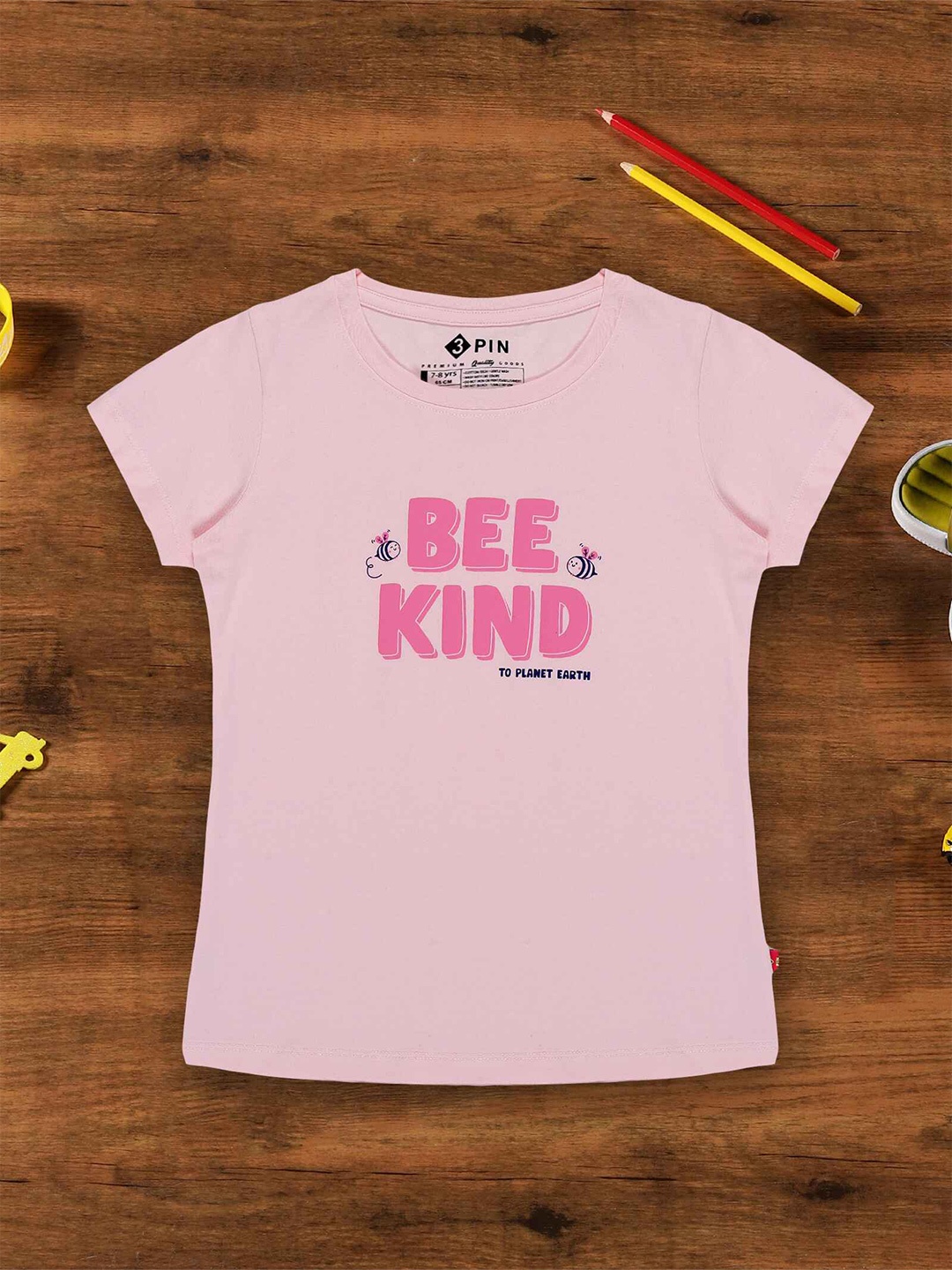 

3PIN Girls Typography Printed T-shirt, Pink