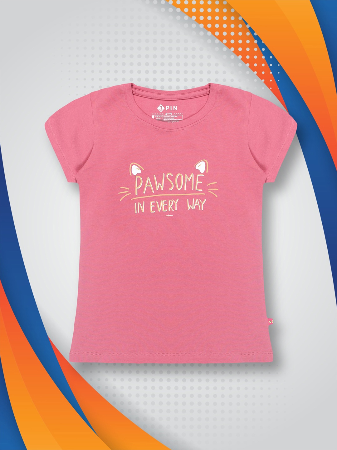 3PIN Girls Typography Printed T-shirt, Pink