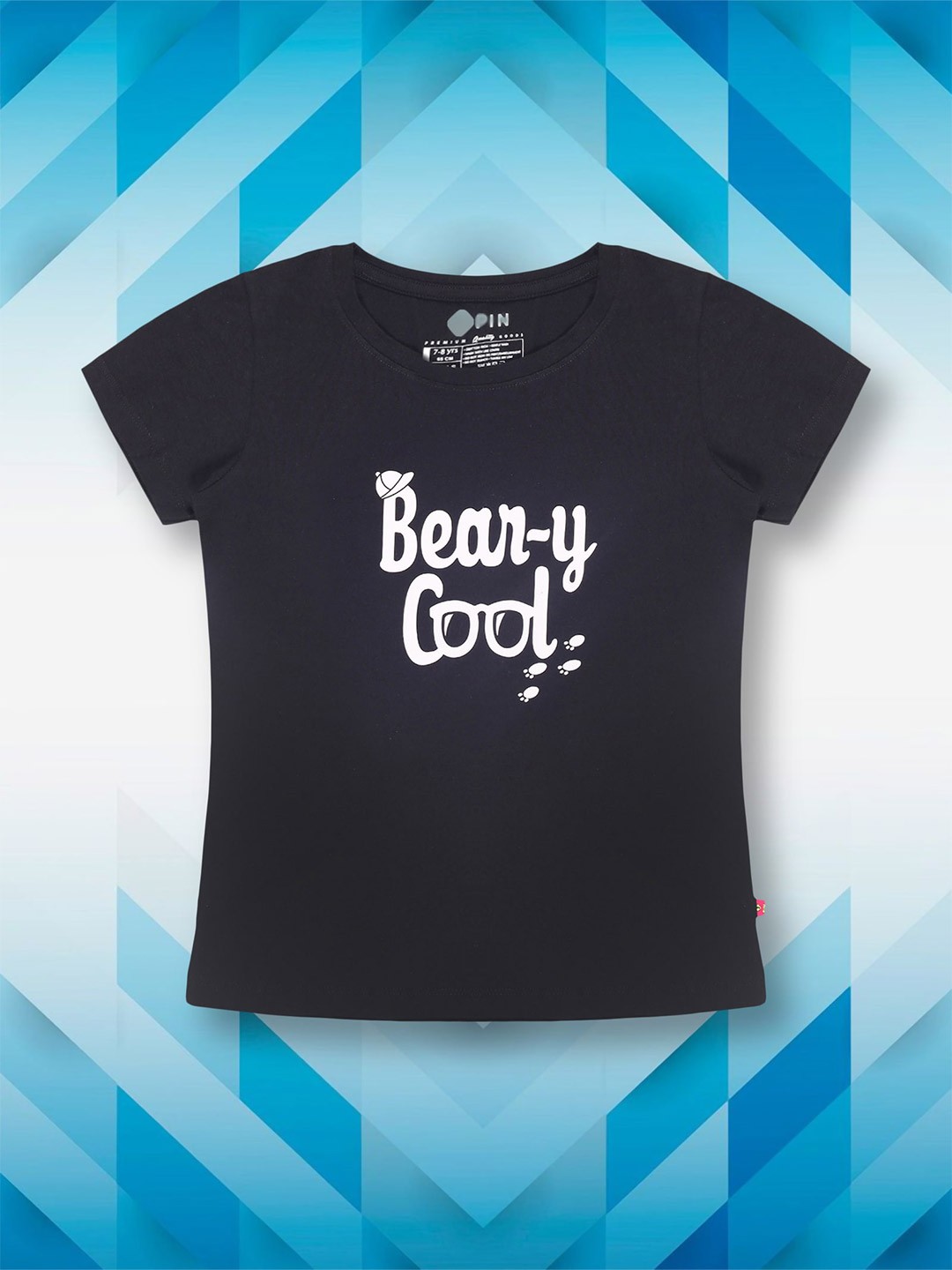 

3PIN Girls Typography Printed Round Neck T-shirt, Navy blue