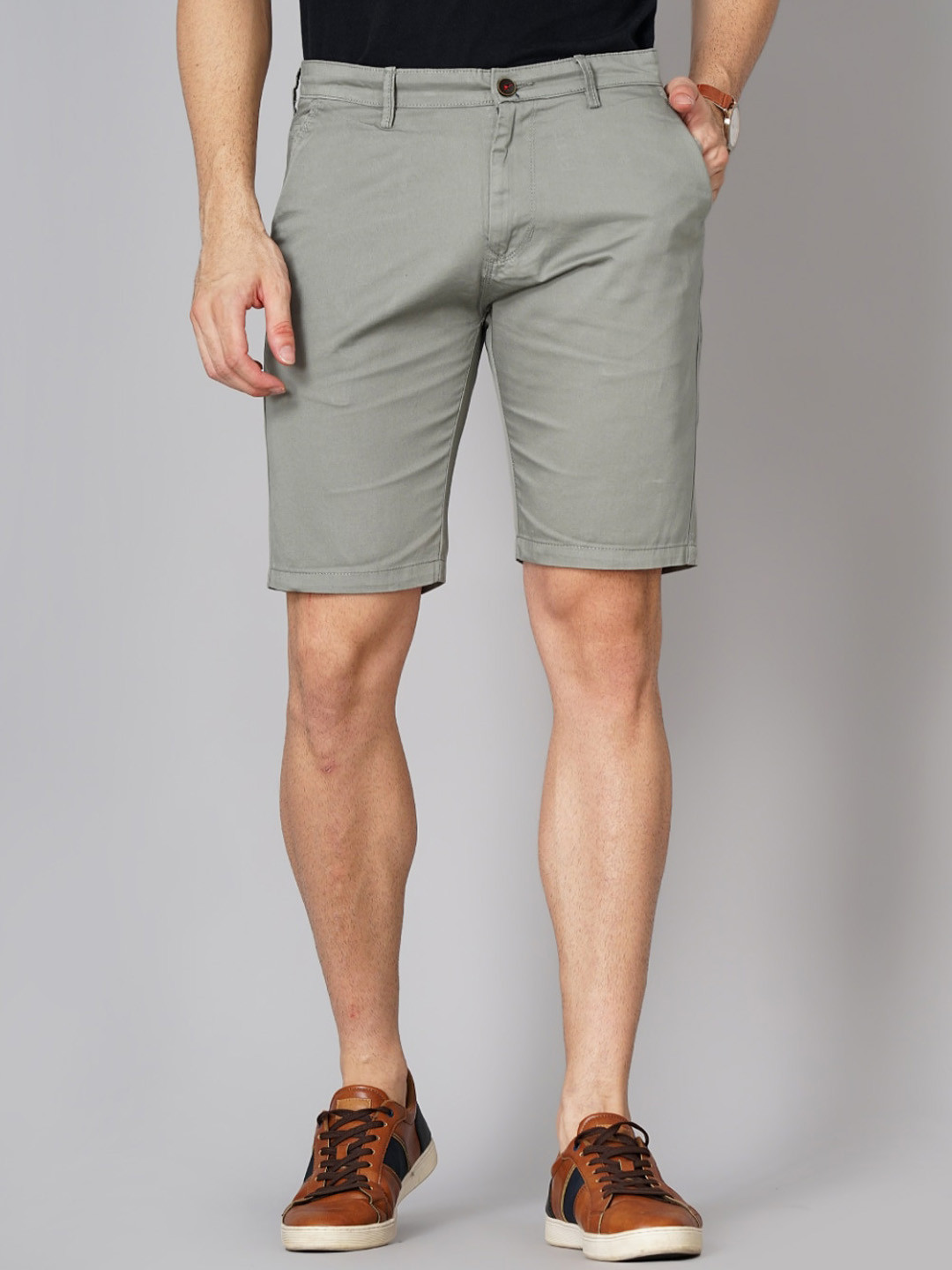 

PAUL STREET Men Mid Rise Cotton Shorts, Grey