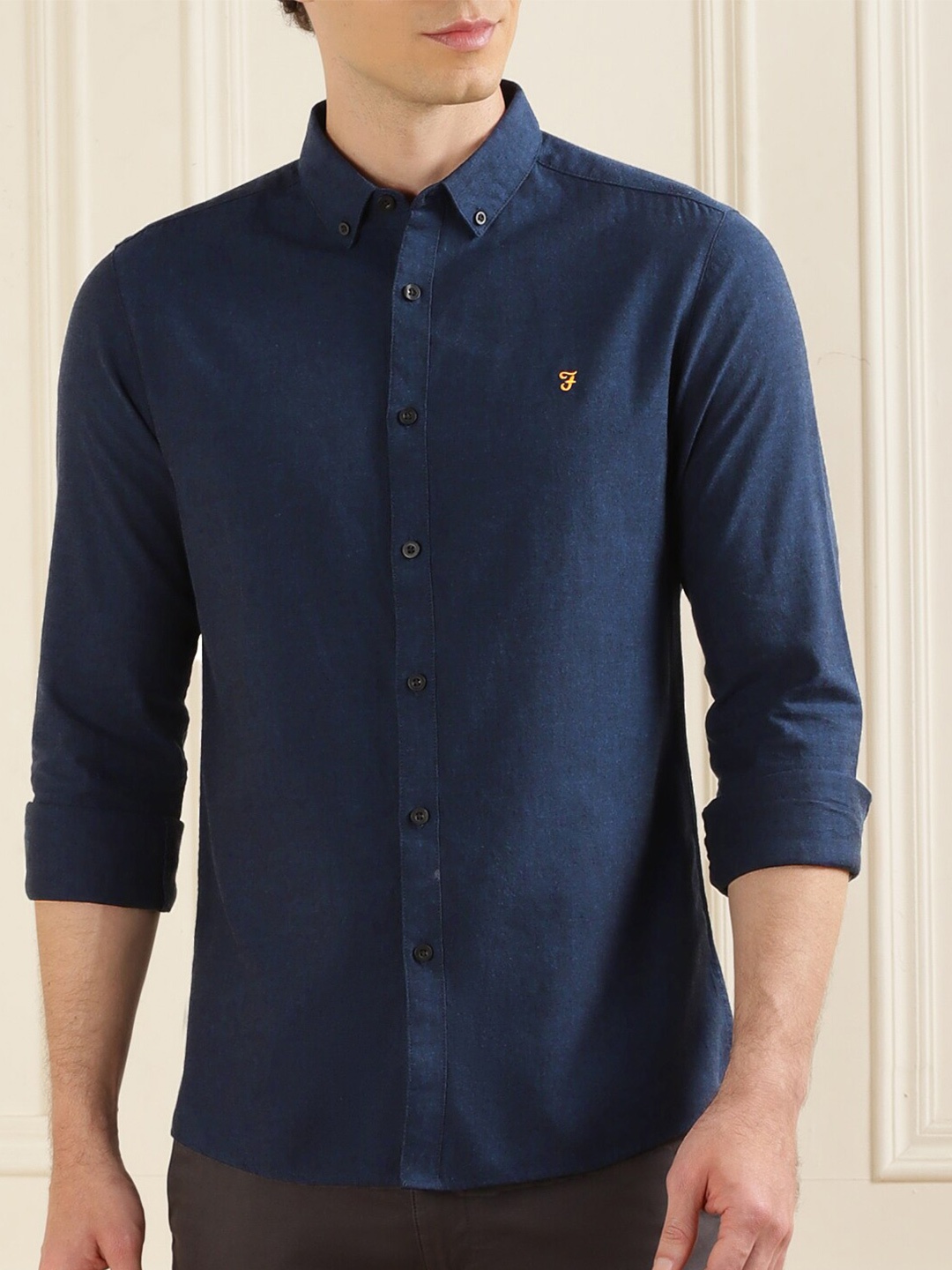 

Farah Slim Fit Button-Down Collar Pure Cotton Casual Shirt, Blue