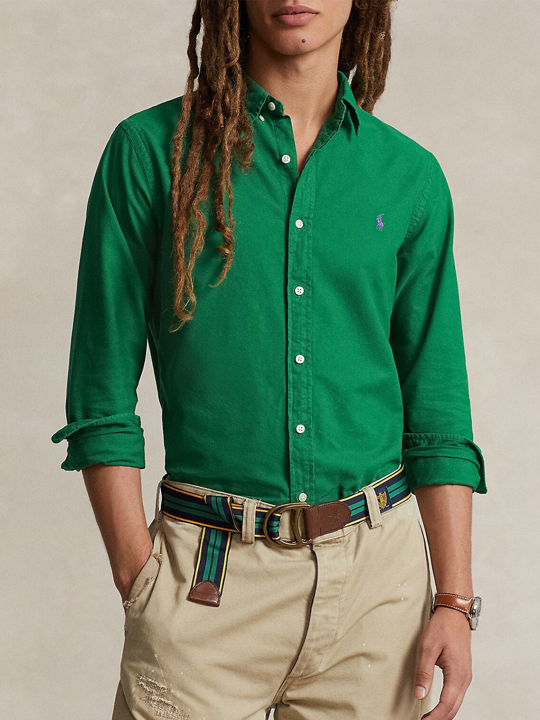 

Polo Ralph Lauren Button Down Collar Pure Cotton Casual Shirt, Green