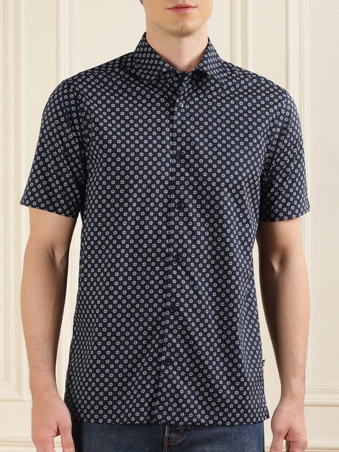 

Ted Baker Comfort Floral Printed Pure Cotton Casual Shirt, Navy blue