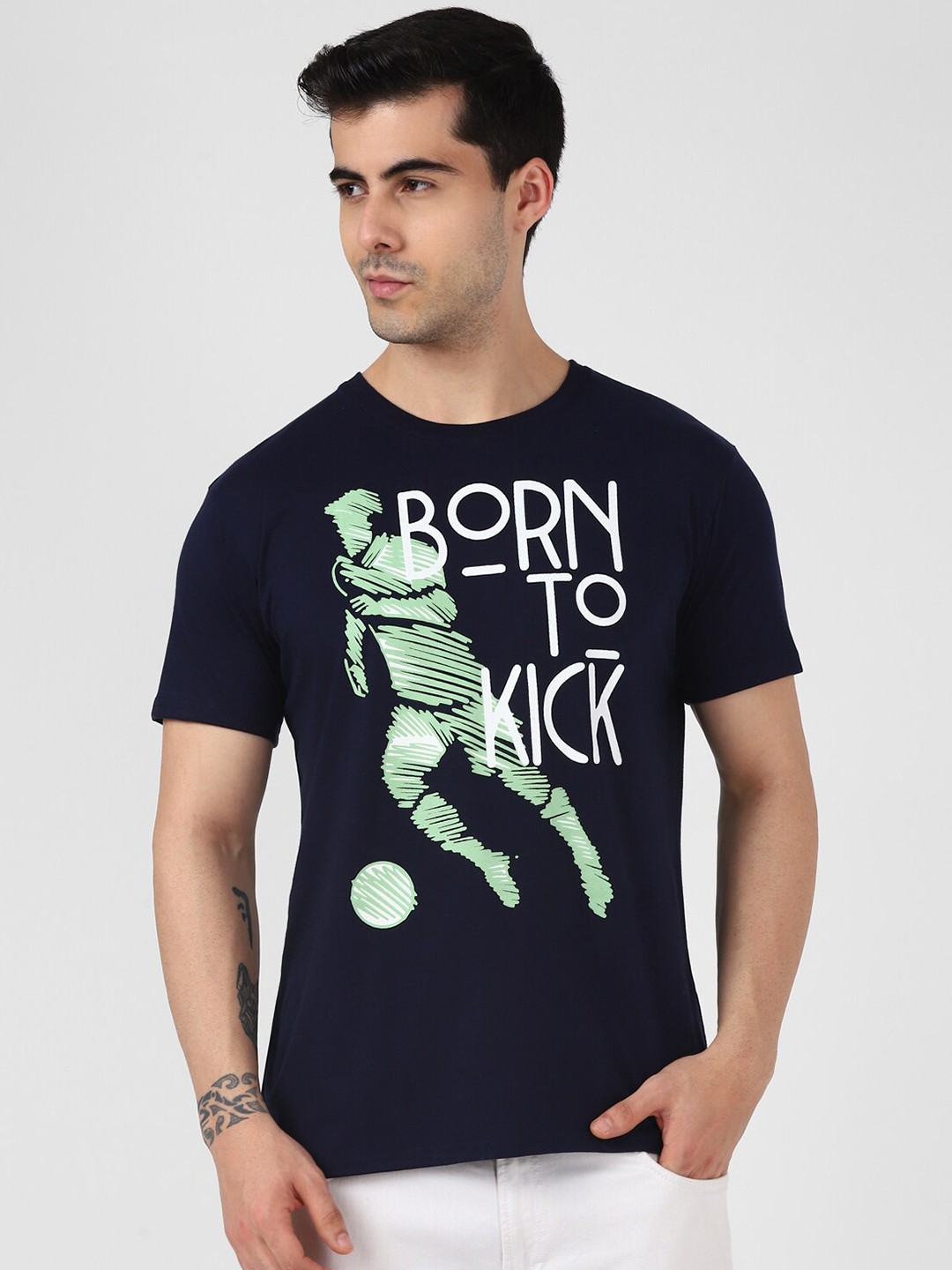 

UrbanMark Graphic Printed Regular Fit T-Shirt, Navy blue
