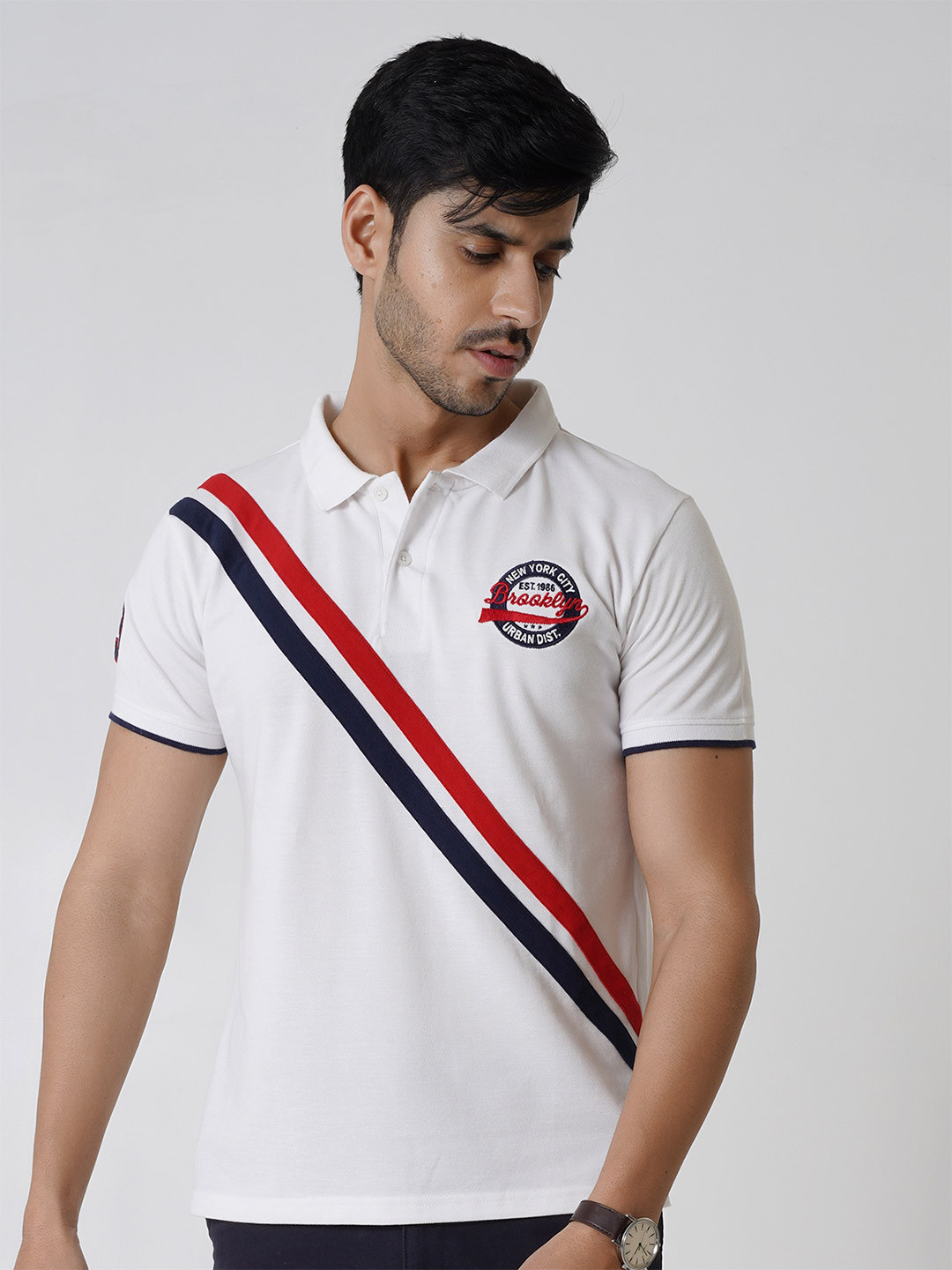 

UrbanMark Regular Fit Polo Collar T-shirt, White