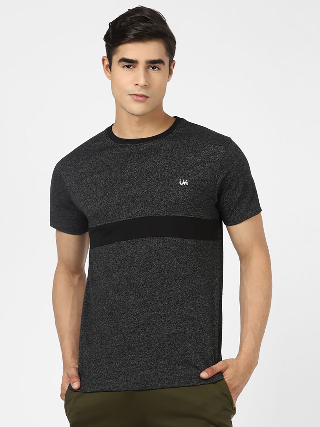 

UrbanMark Striped Cotton T-Shirt, Black