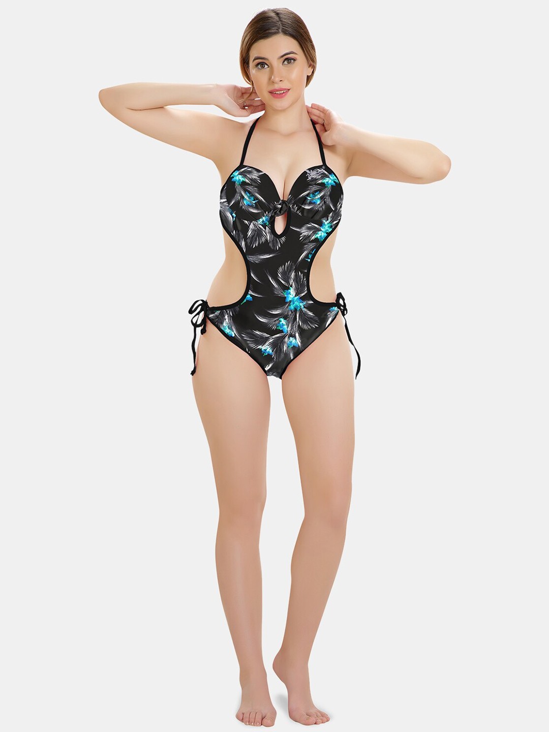 

FILMAX ORIGINALS Floral Butterfly One-Piece Bikini Printed Swimsuit, Black