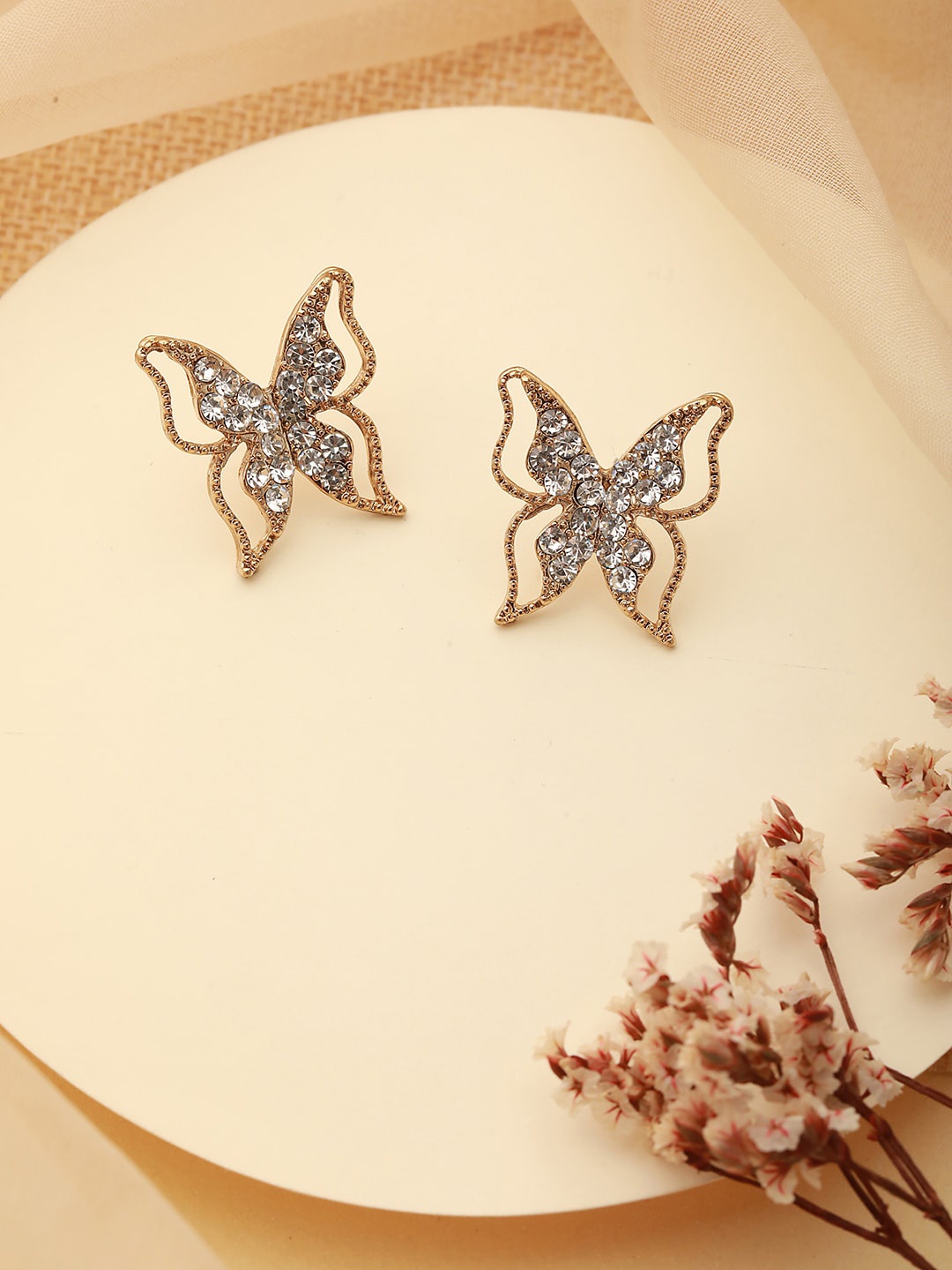 

Jazz and Sizzle Gold-Plated Cubic Zirconia Butterfly Shaped Studs