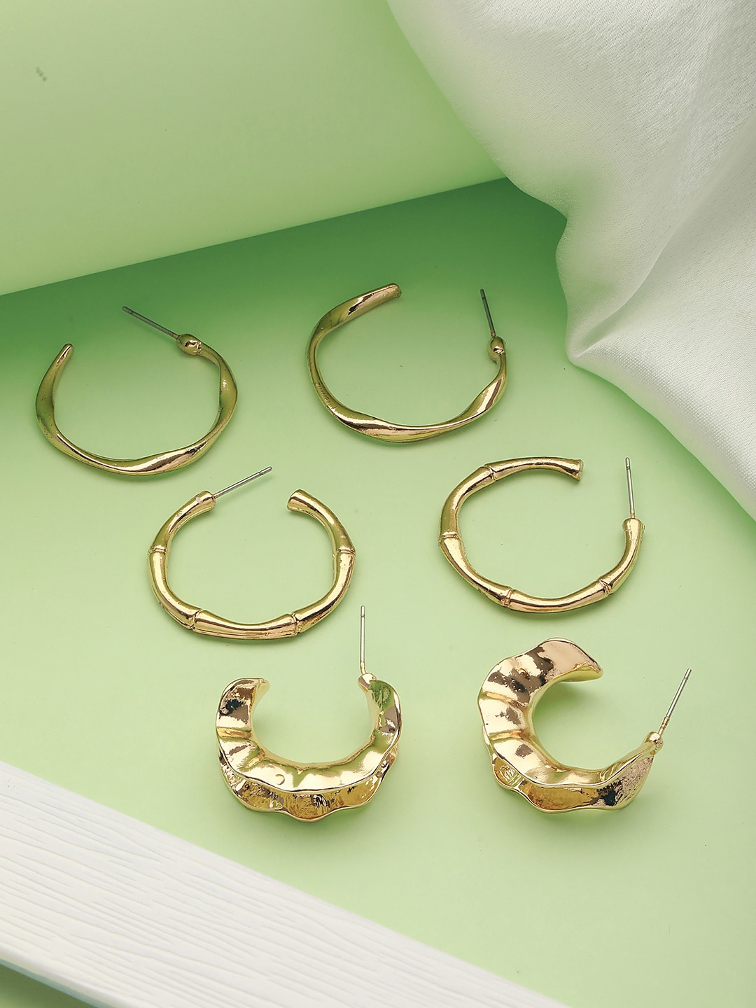 

Jazz and Sizzle Set of 3 Gold-Plated Half Hoop Earrings