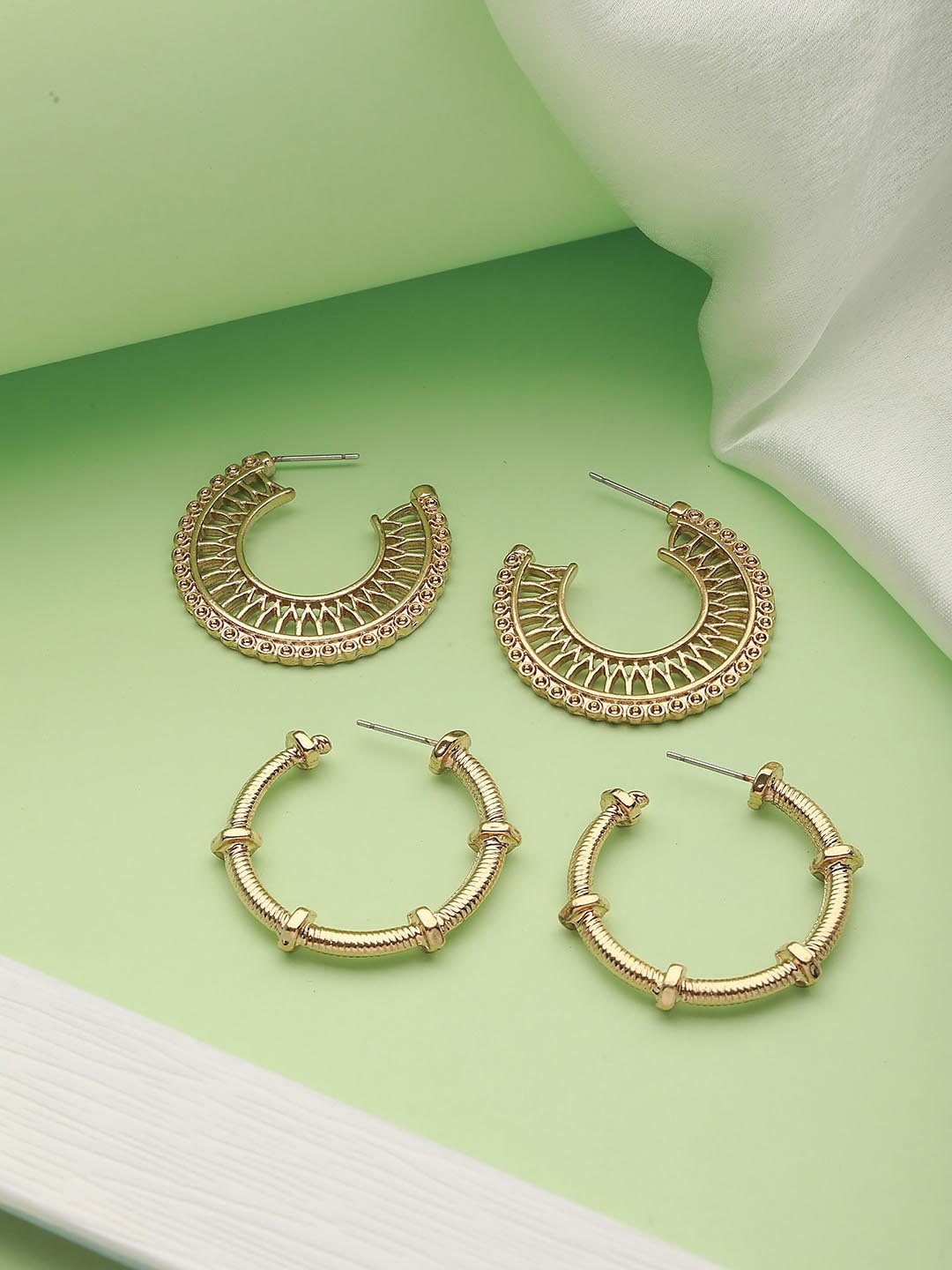 

Jazz and Sizzle Set Of 2 Gold-Plated Circular Hoop Earrings