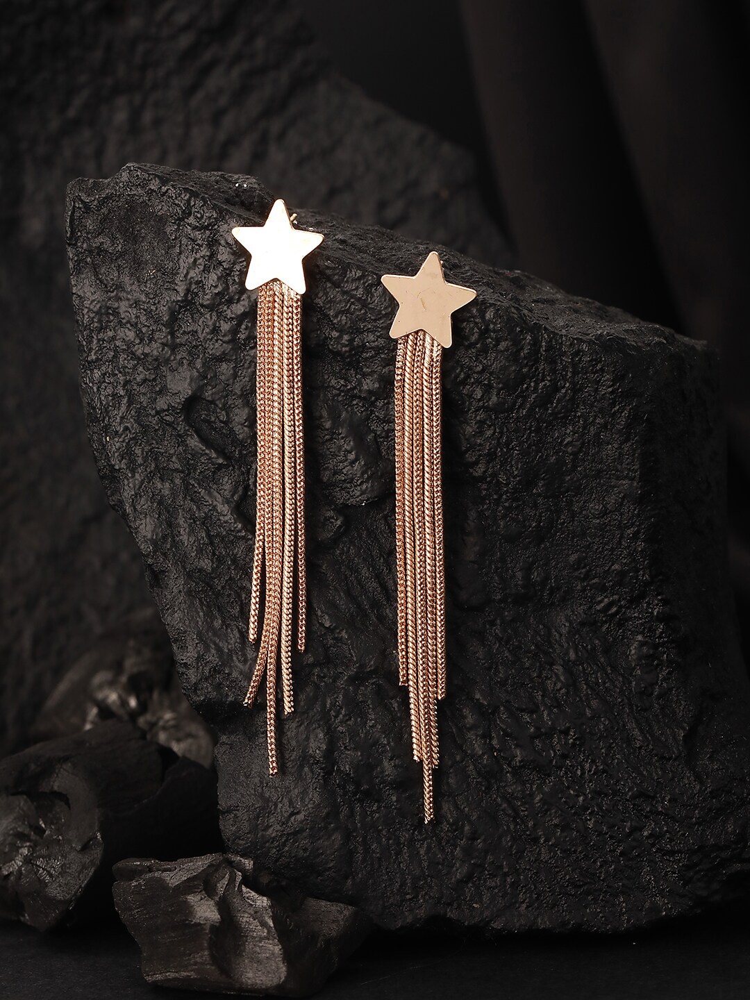 

Jazz and Sizzle Gold-Plated Star Shaped Drop Earrings