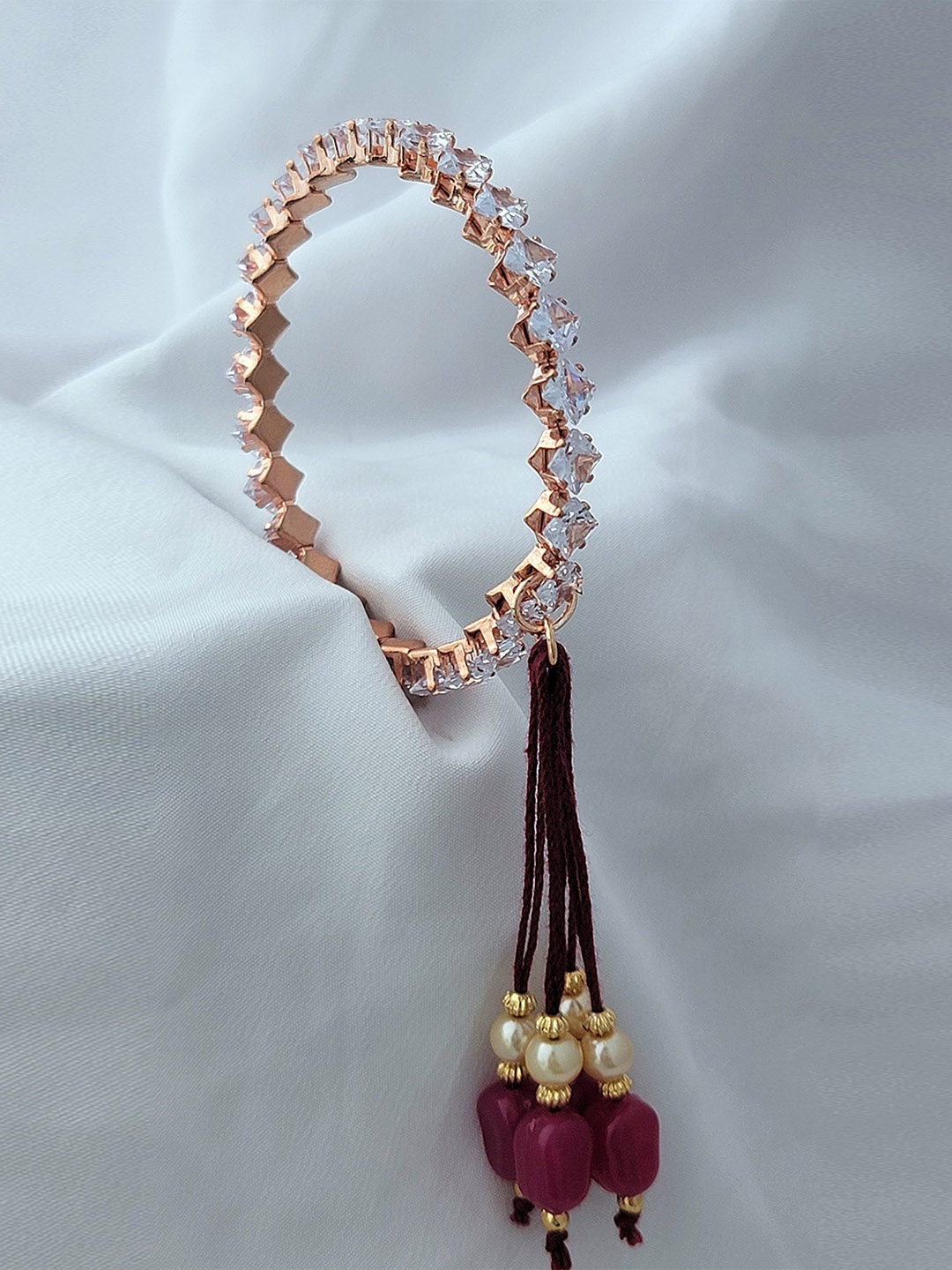 

Mahi Stone Studded Bracelet Rakhi, Rose gold