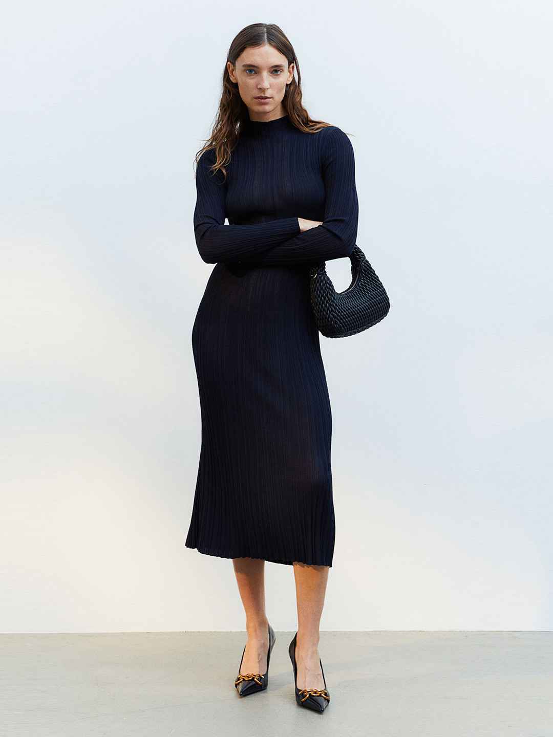 

H&M Turtleneck Knitted Dress, Blue