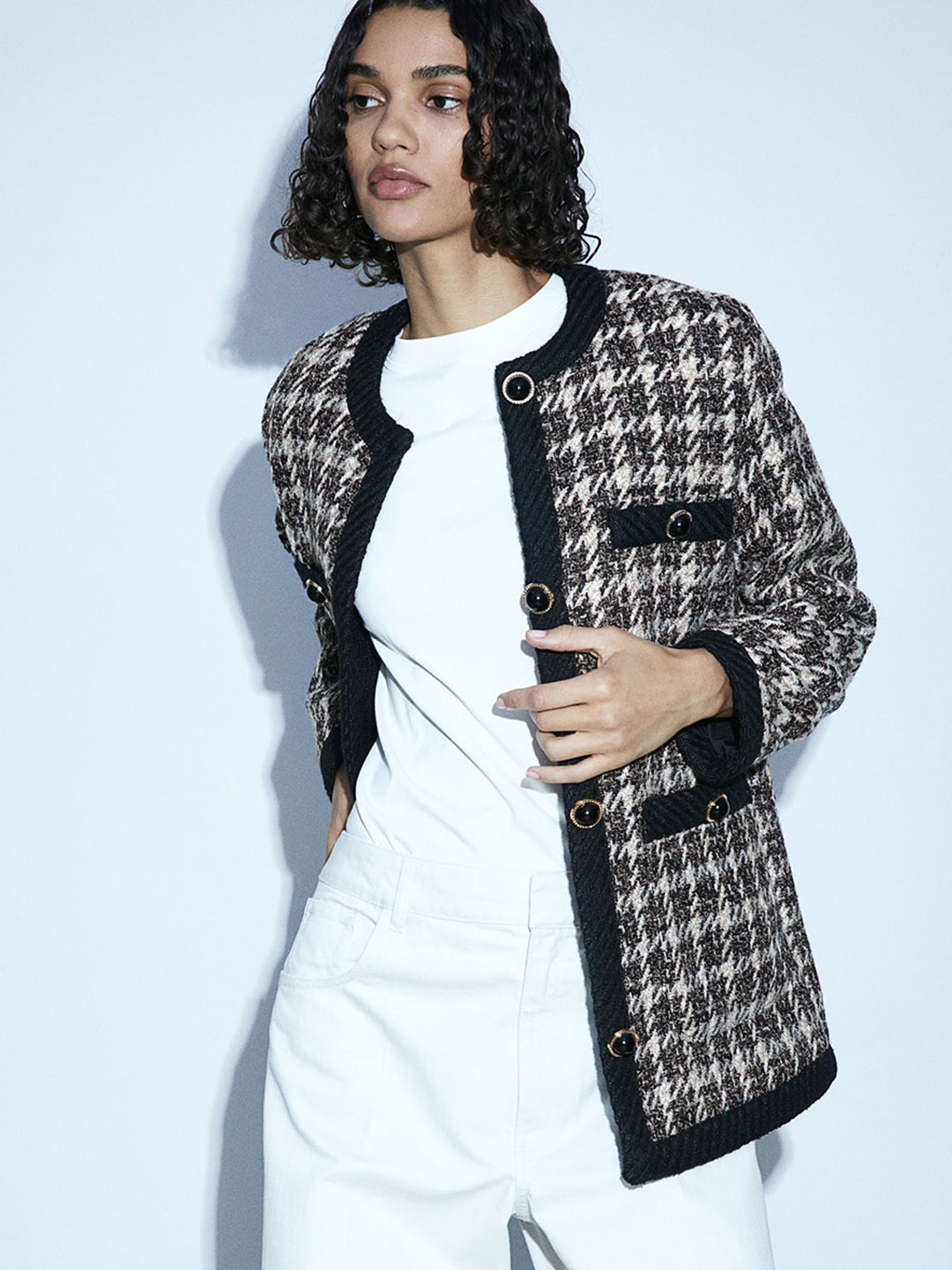 

H&M Textured-Weave Jacket, Black