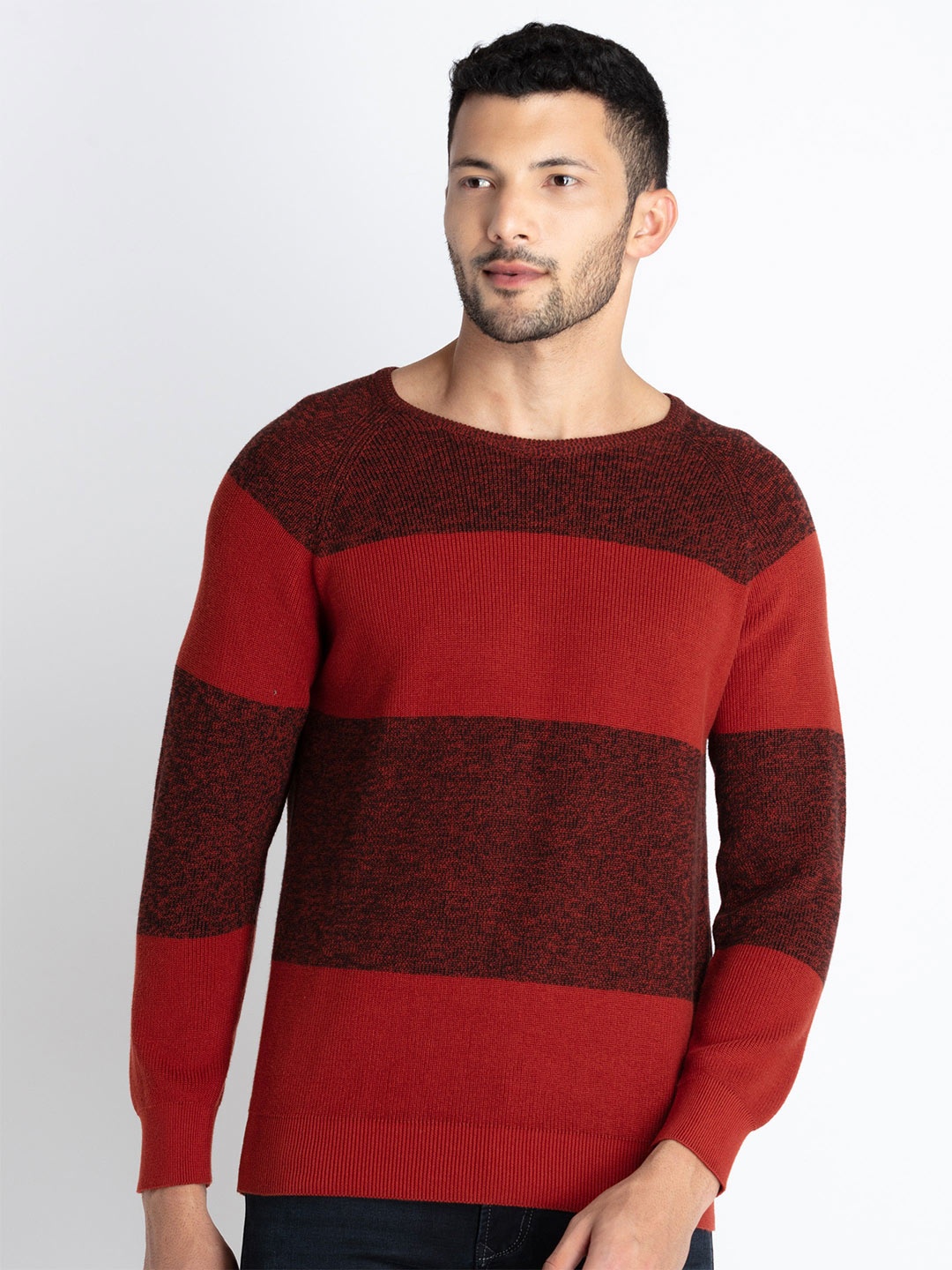 

Status Quo Colourblocked Cotton Pullover, Maroon