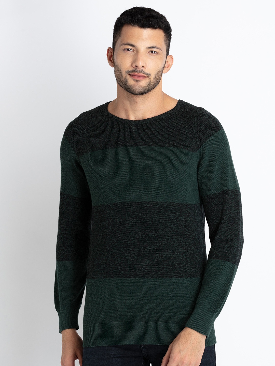 

Status Quo Colourblocked Cotton Pullover Sweater, Olive